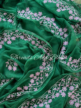 Bottle Green Cut Dana Border Saree