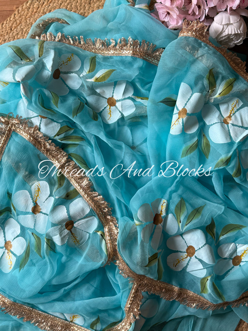 Blue Hibiscus with Border