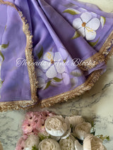 Lavender Hibiscus Saree with Border