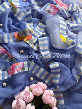 Lavender Oxford Stripes Border Saree
