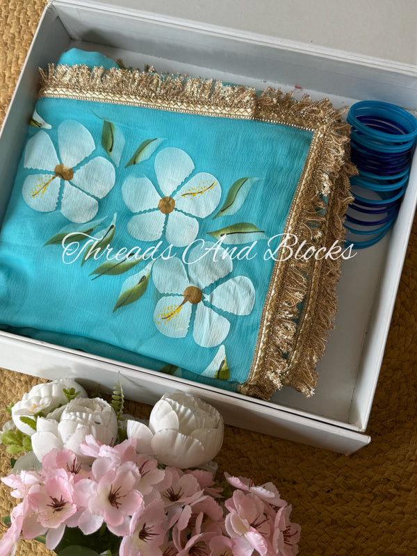 Blue Hibiscus with Border