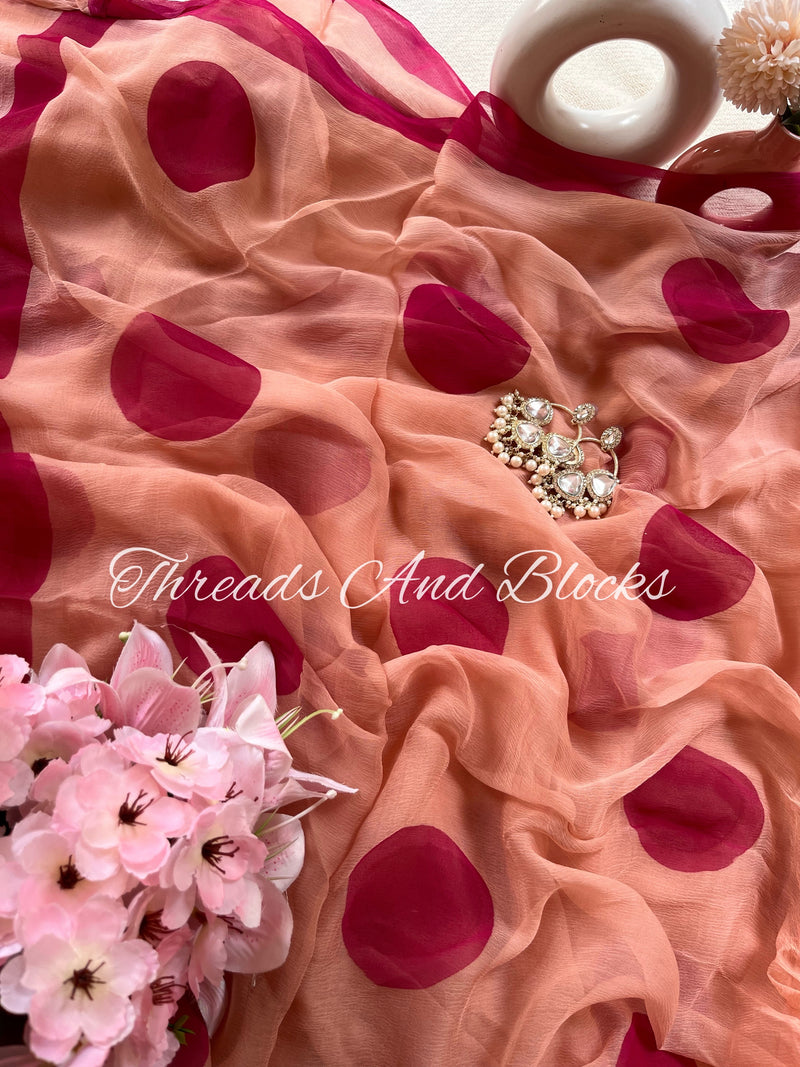 Dots of Love Hand Painted Saree