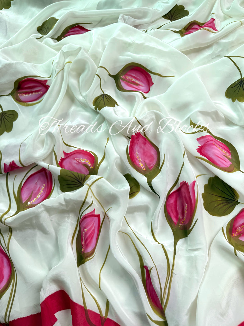 Buds of Grace Hand Painted Saree