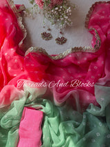 Pink Guava Bandhani Saree