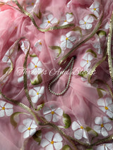 Blush Hibiscus Border Chiffon Saree