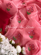 Peachy Pink Blossom Breeze Saree