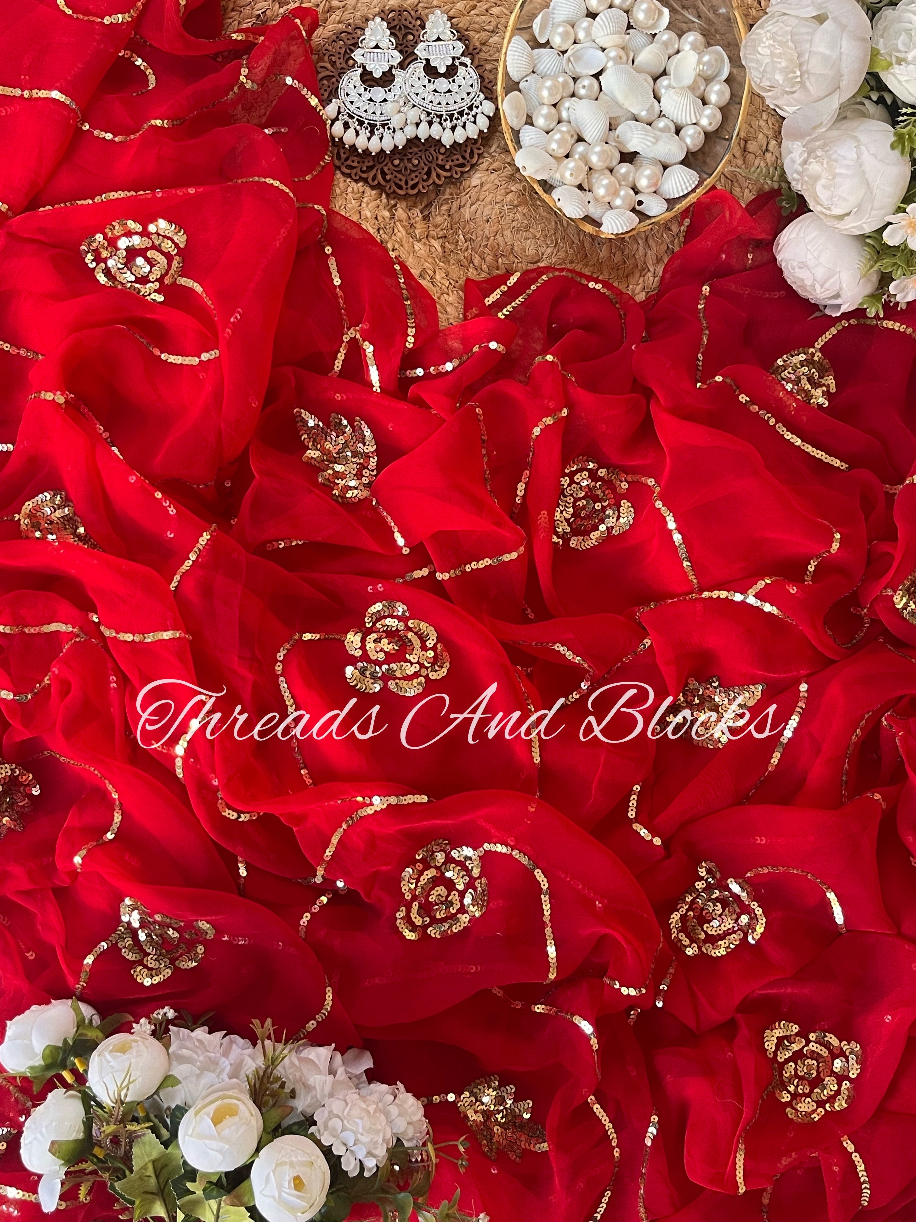 Red Rose Valley Saree