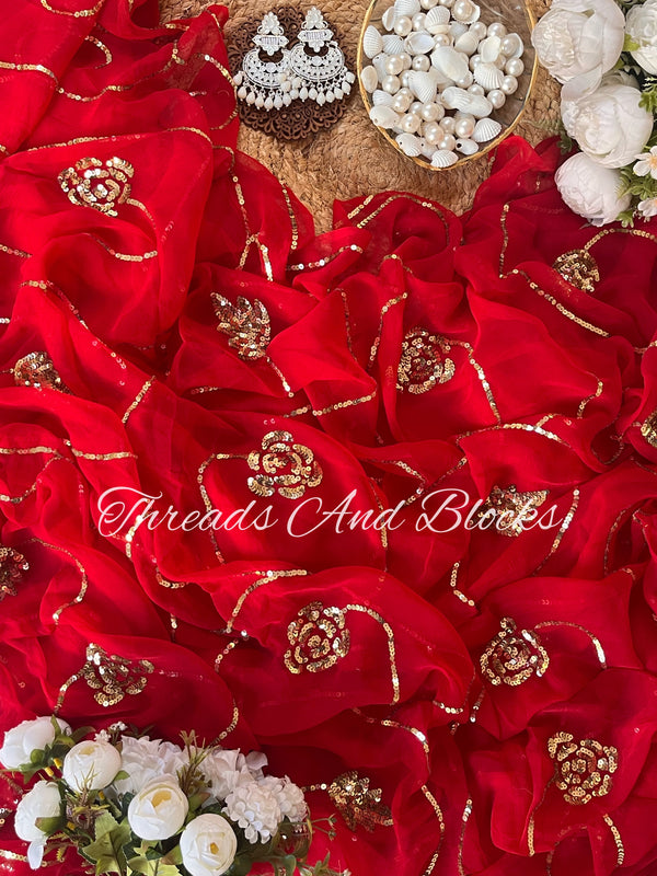 Red Rose Valley Saree