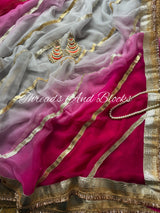 Rosé Grey Lappa Chiffon Saree