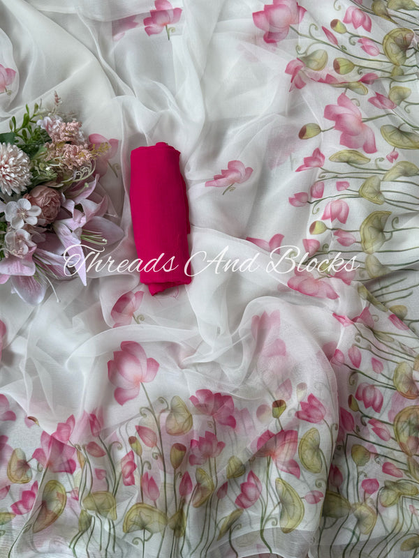 Floating Lotus Chiffon Saree