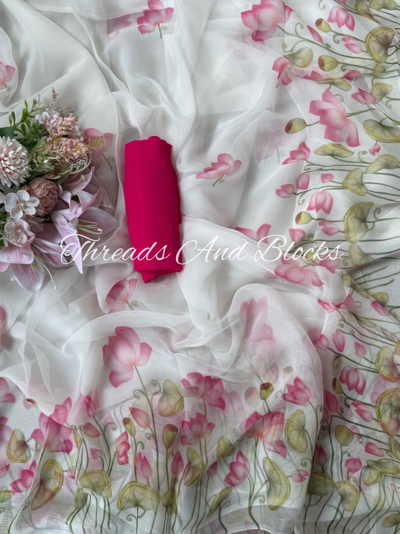Floating Lotus Chiffon Saree