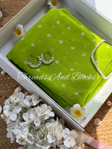 Parrot Green Bandhani chiffon Saree