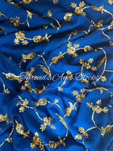 Royal Blue Sequin Jaal Saree