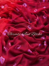 Maroon Lilac Bandhani Chiffon Saree