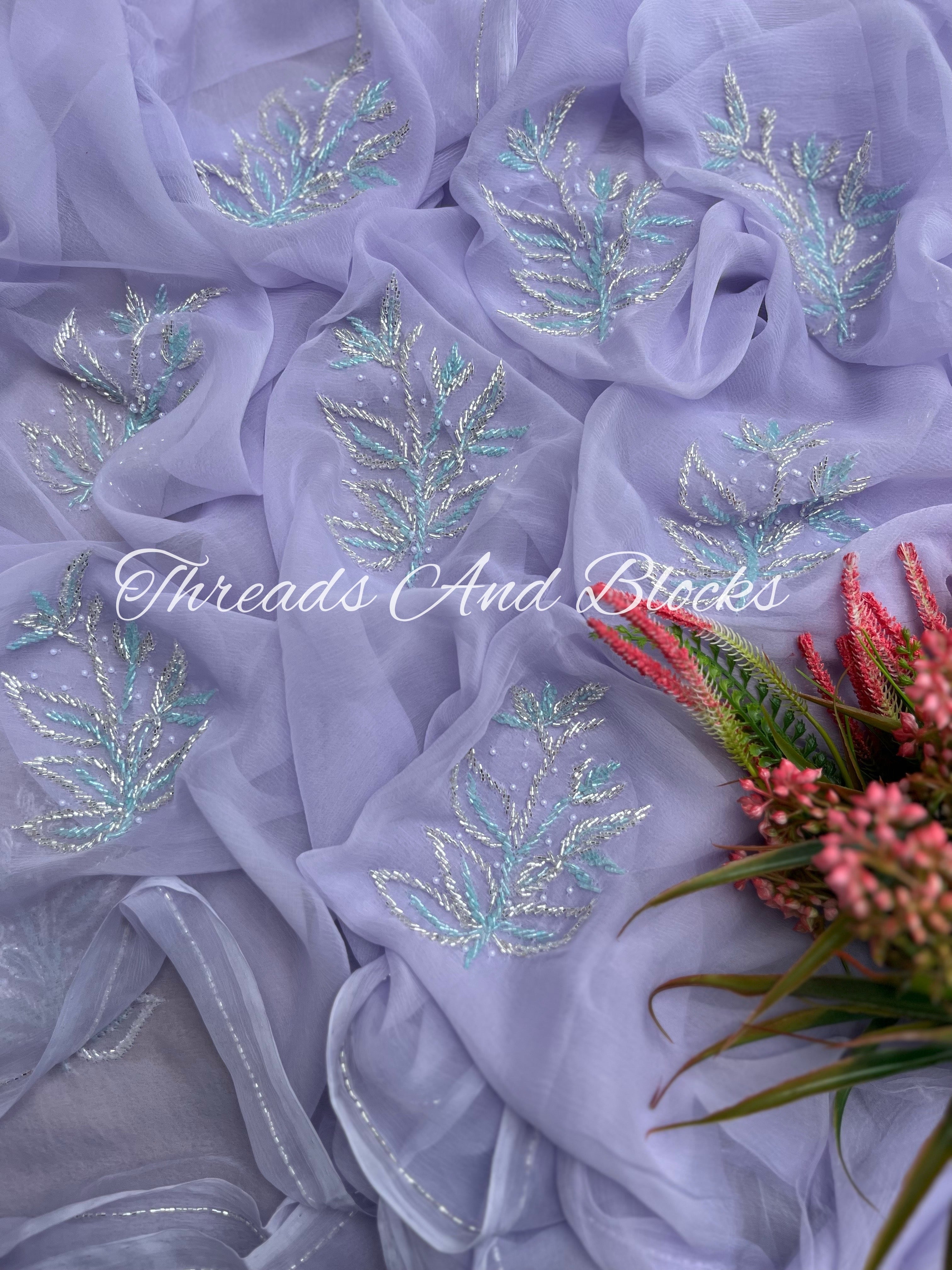 Lavender Cut Daana Leaf Saree