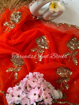 Rose Buta with Scalloped Border Saree