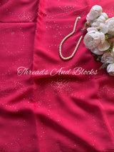 Raspberry Mukaish Floral Jaal Saree