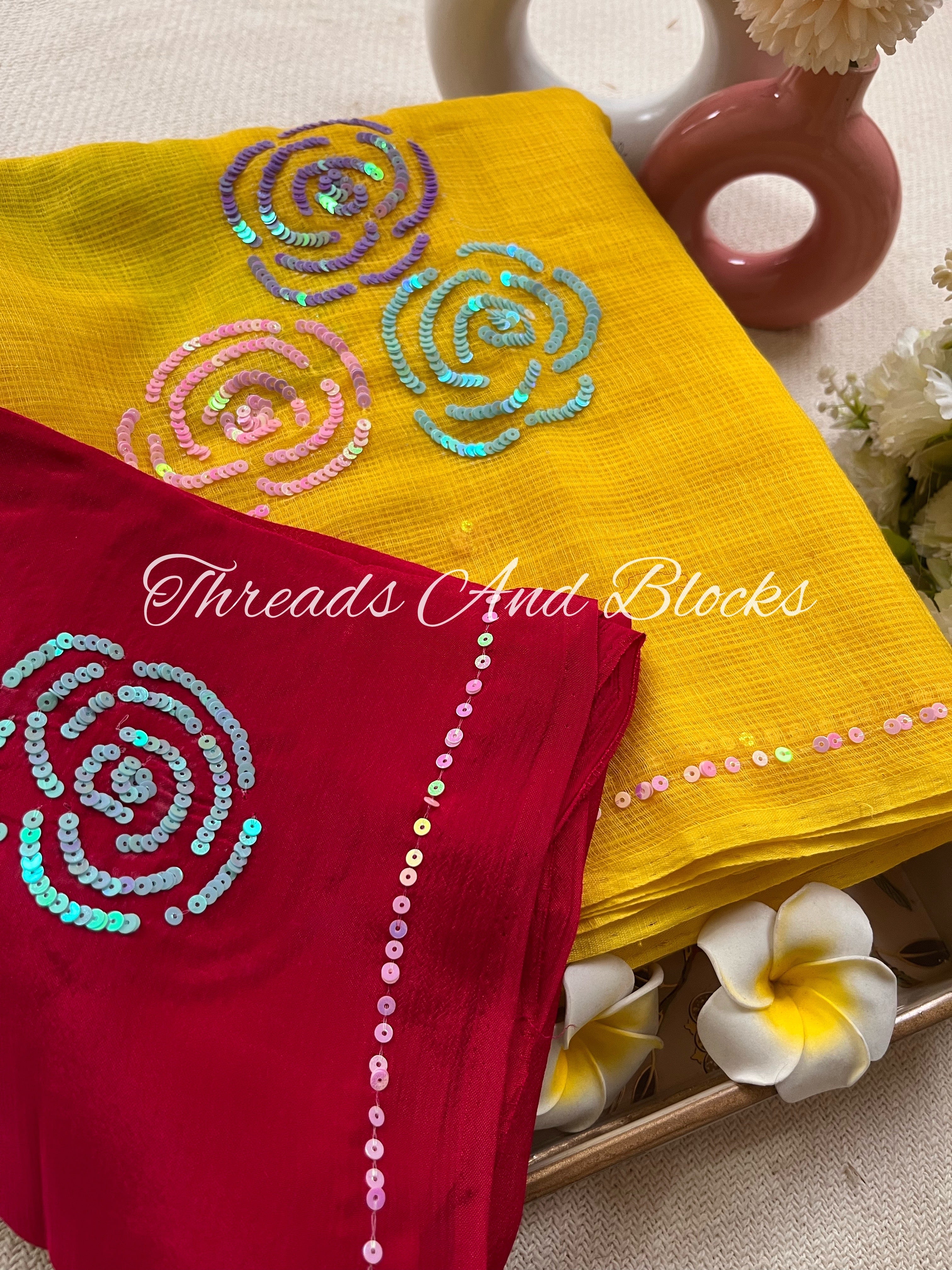 Kota Doriya Cluster Rose Saree