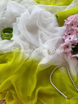 White Shaded Border Chiffon Saree