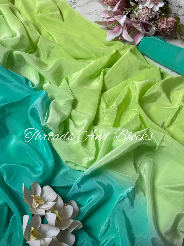 Shaded Green Crepe Saree