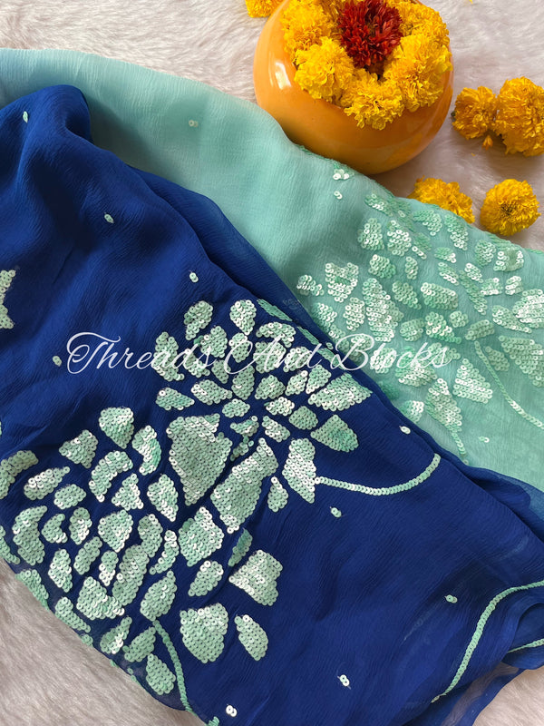 Ocean Blue Gulmohar Saree