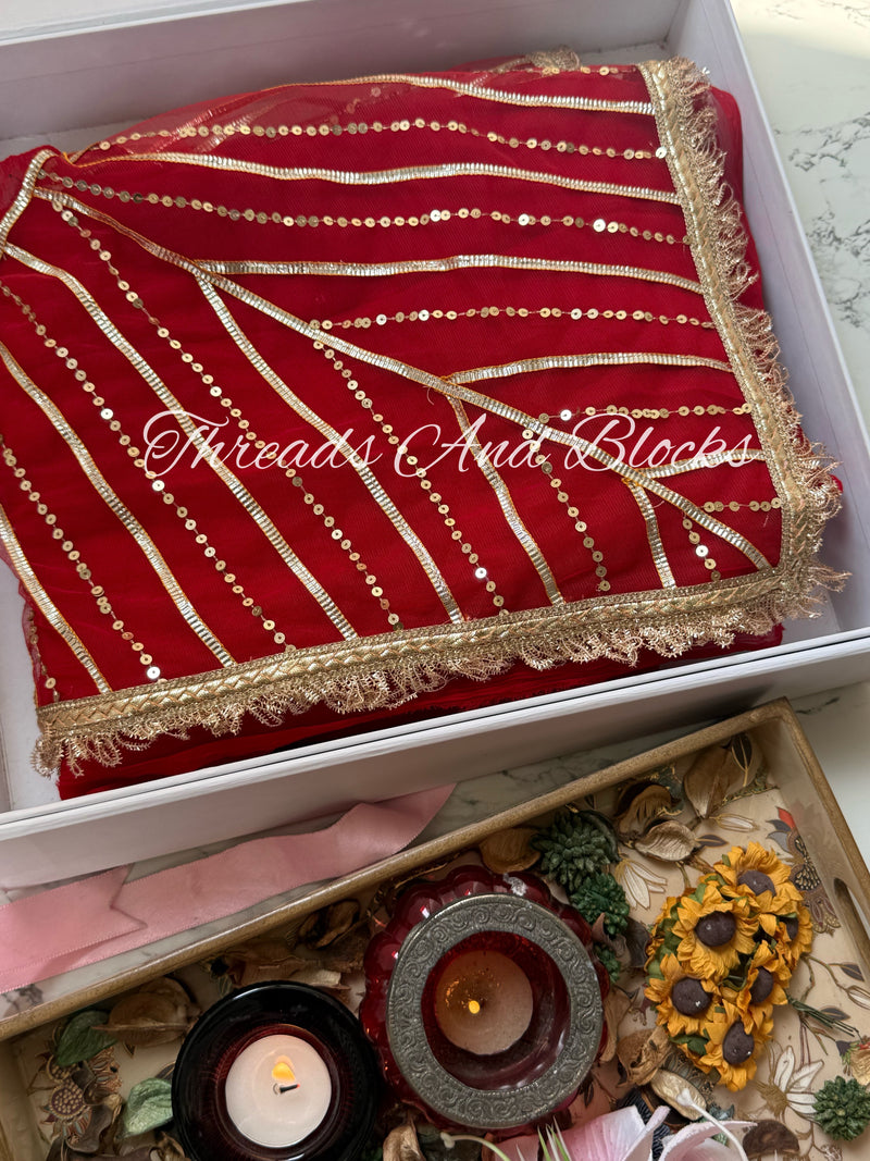 Sindoori Gota Sitara Saree
