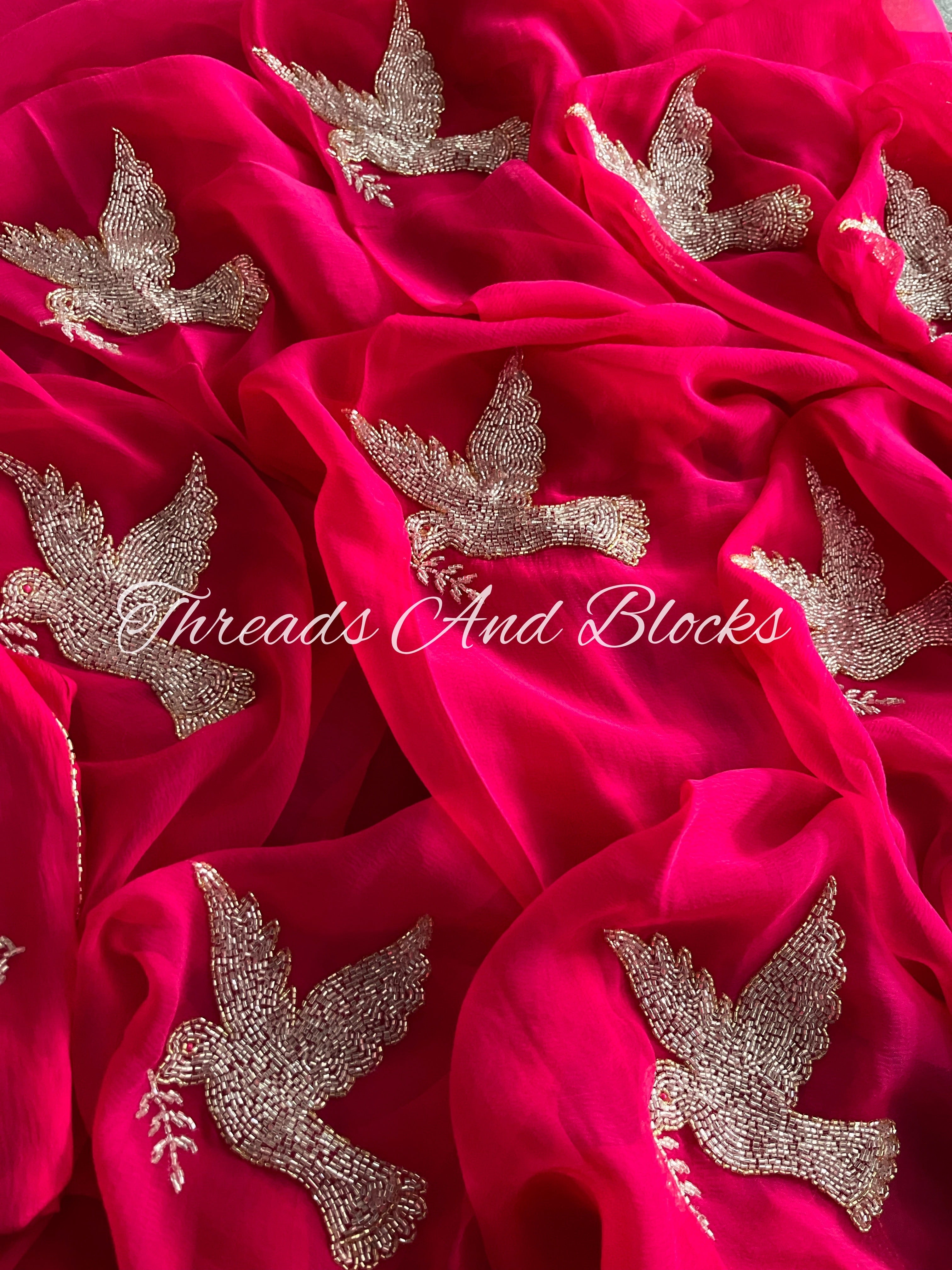 Glistening Hummingbird Saree