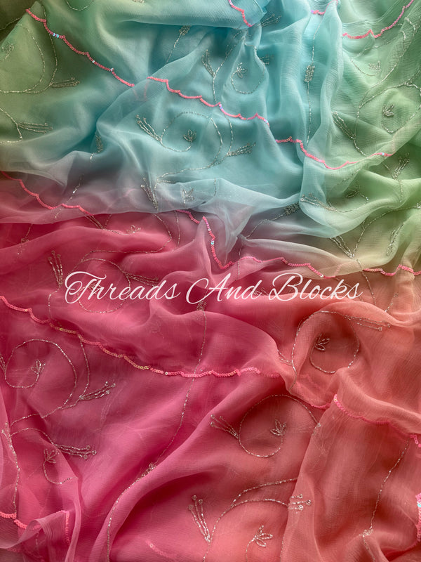 Pastel Wonderland Jaal Saree