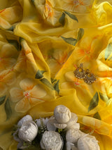 Sunkissed Daisy Hand Painted Organza Saree