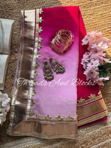 Teen Patti Lappa Chiffon Saree