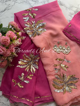 Starlit Blossom Chiffon Saree