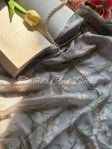 Ash Bloom Chinnon Saree