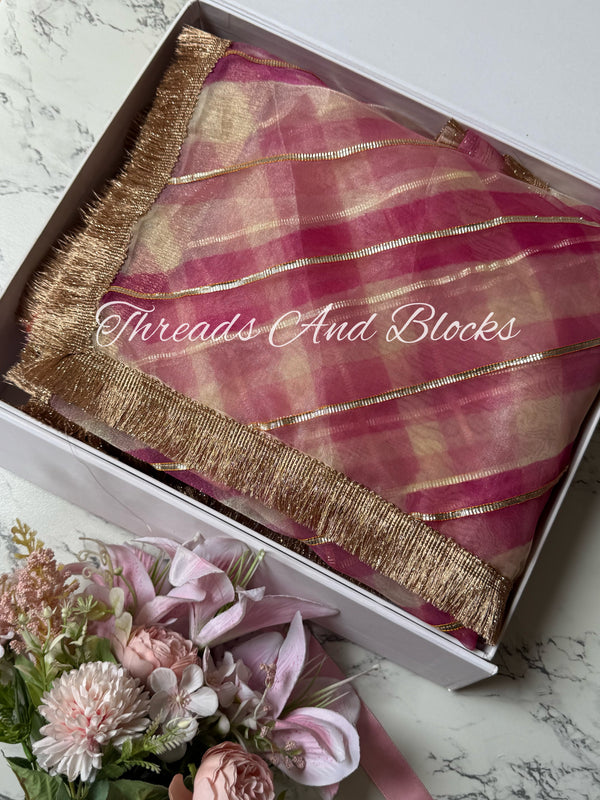 Kanak Gulab Tissue Leheriya Saree