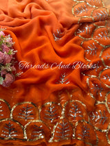 Sequin Jharokha Border Saree