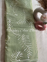 Monotone Sequin Scattered Leaf Buta Saree