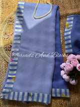 Lavender Oxford Stripes Border Saree