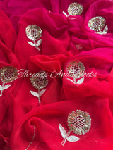 Red Rani Floral Cutwork Buta Saree