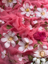 ELARA Handpainted Chiffon Saree