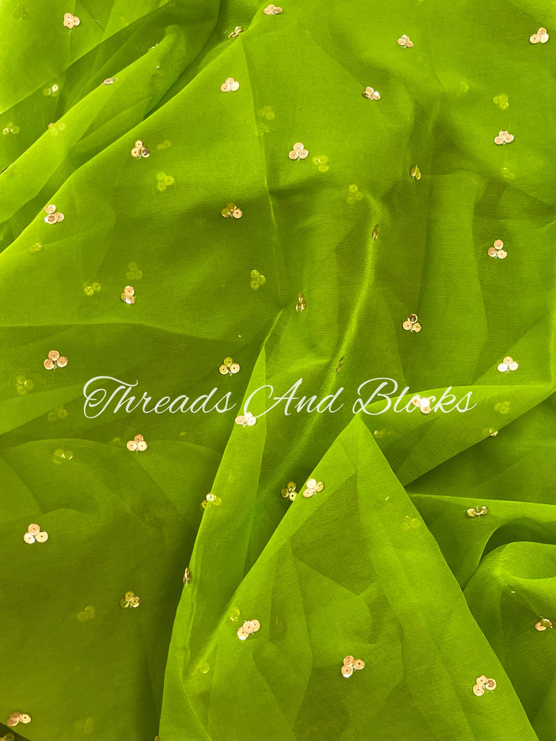 Mehendi Green Tikki Buti Saree