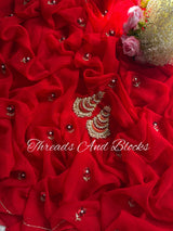 Red Petunia Saree
