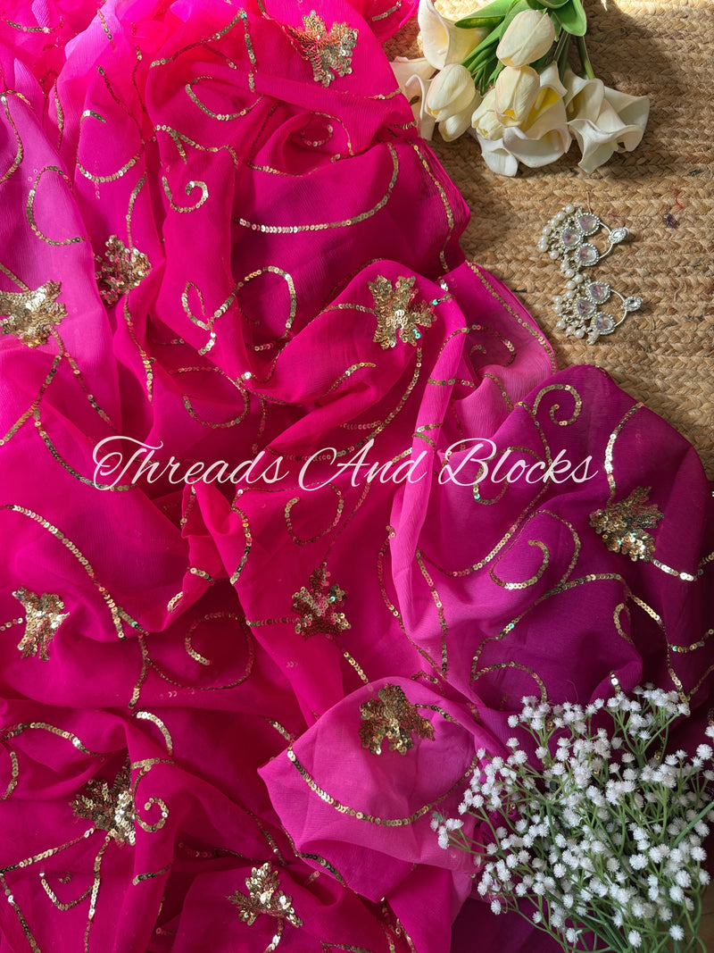 Berry Toned Gold Leaf Jaal Saree