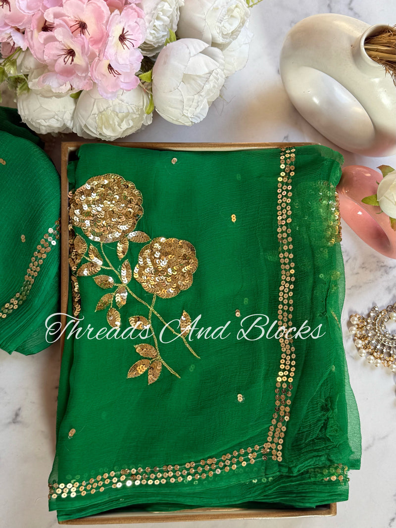 Gold Twilight Floral Buta Saree