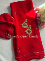 Red Petunia Saree
