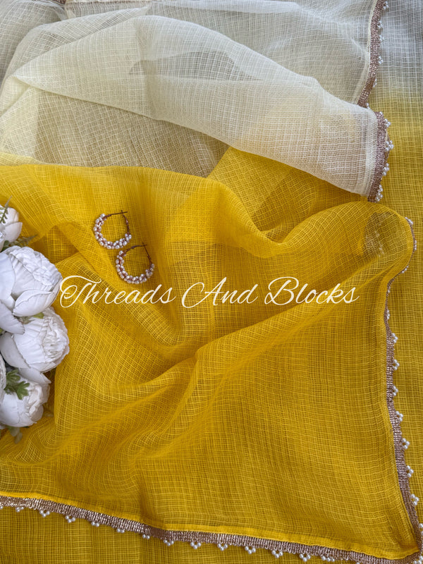 Ombré Yellow Kota Doriya Saree