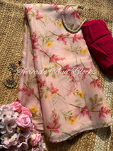 Rosedust Sprigs Chiffon Saree