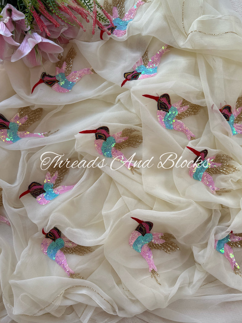 Luminous Kingfisher Chiffon Saree
