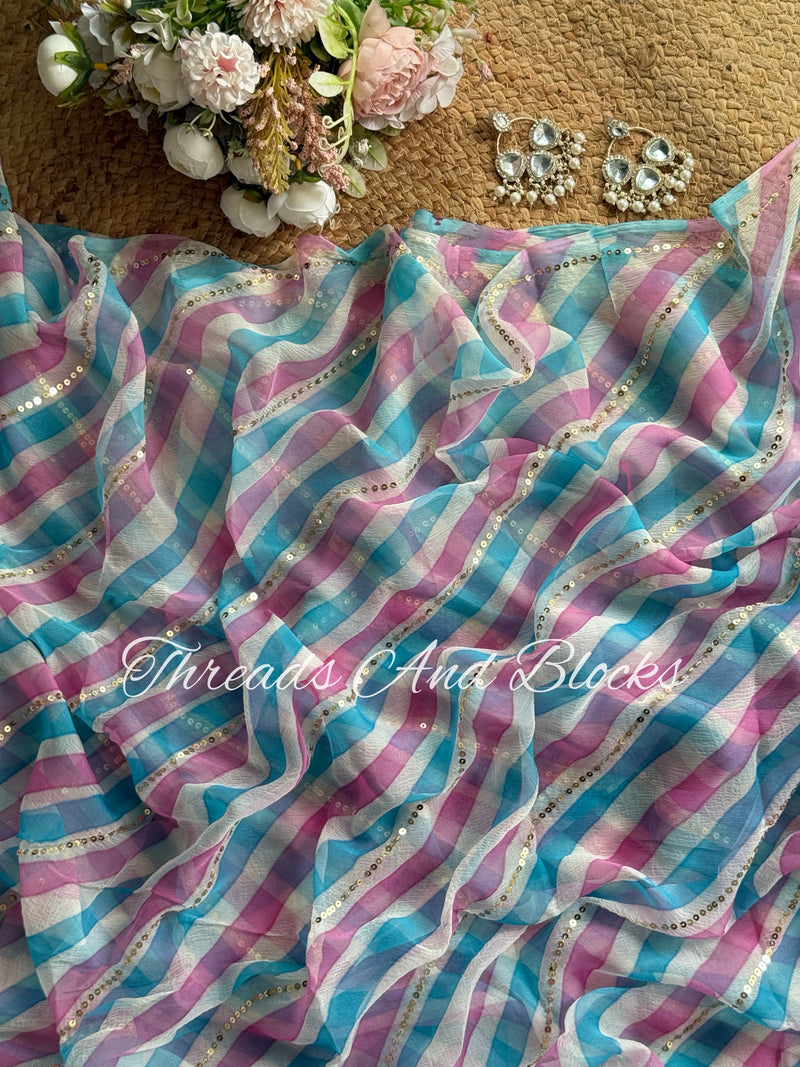 Neel Gulal Leheriya Saree