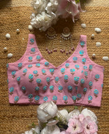 Pink with Blue Petunia Blouse