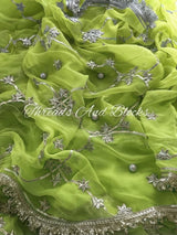 Lime Green Chaandni Gota Saree