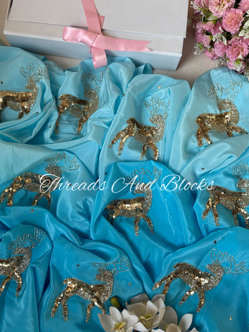 Dazzling Deer Crepe Saree